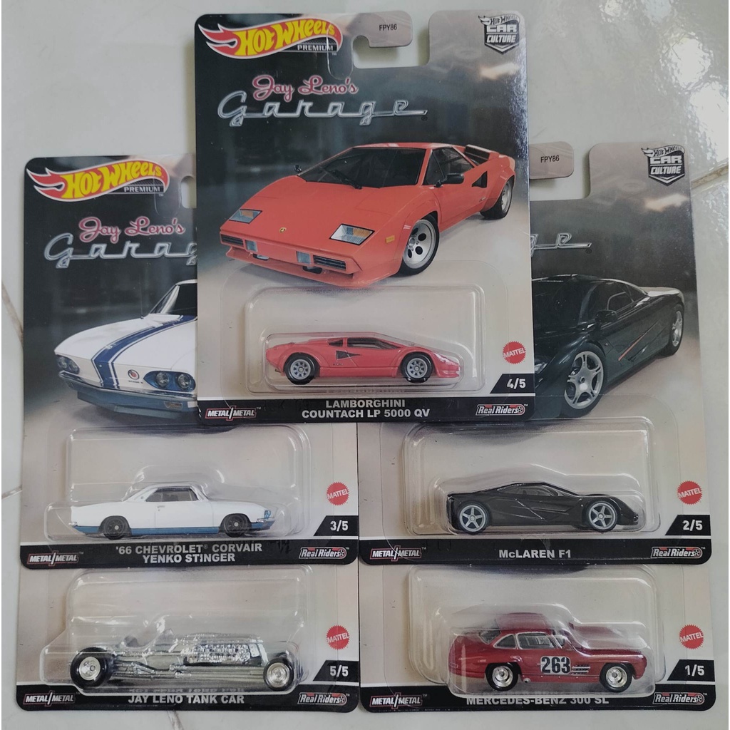 Xe mô hình Hot wheels 2022 car culture Jay Leno`s garage set of 5 Mercedes Lamborghini