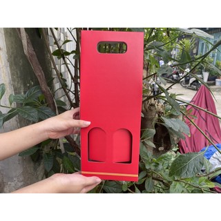 25 cái - Hộp đựng rượu vang 2 chai mật nho mật ong - Mẫu số 37 đỏ