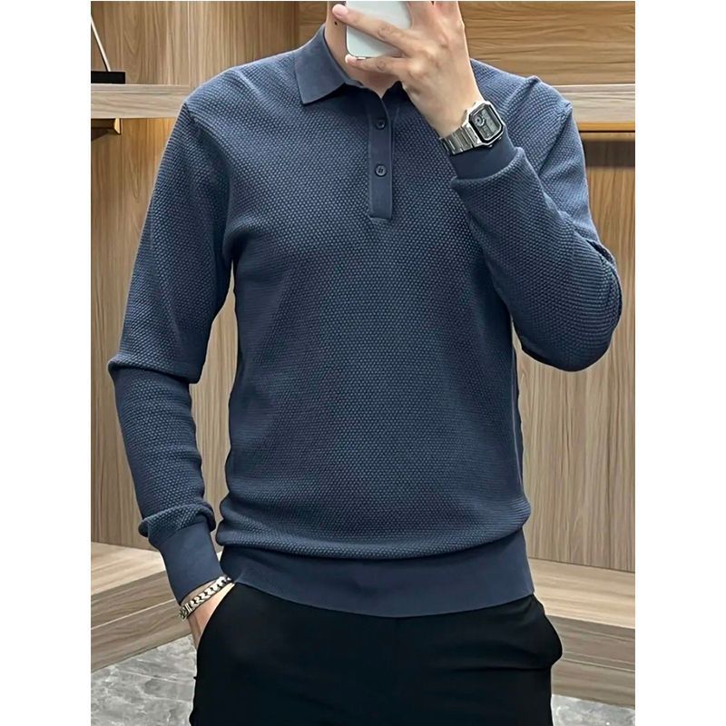 Áo Thun POLO Dài Tay Màu Trơn Thời Trang Xuân Thu Cho Nam