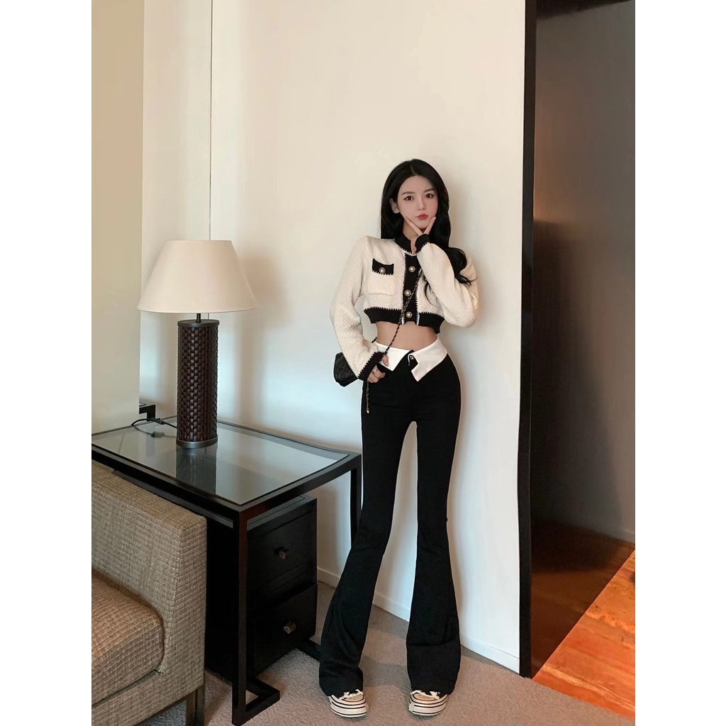 Quần Nữ Ống Loe Rộng Lưng Cao Thời Trang Hàn Quốc Mới