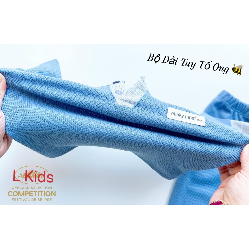 [Bé 5-18kg] Bộ dài tay thun tổ ong dày dặn cổ trụ cho bé trai bé gái từ 5-18kg