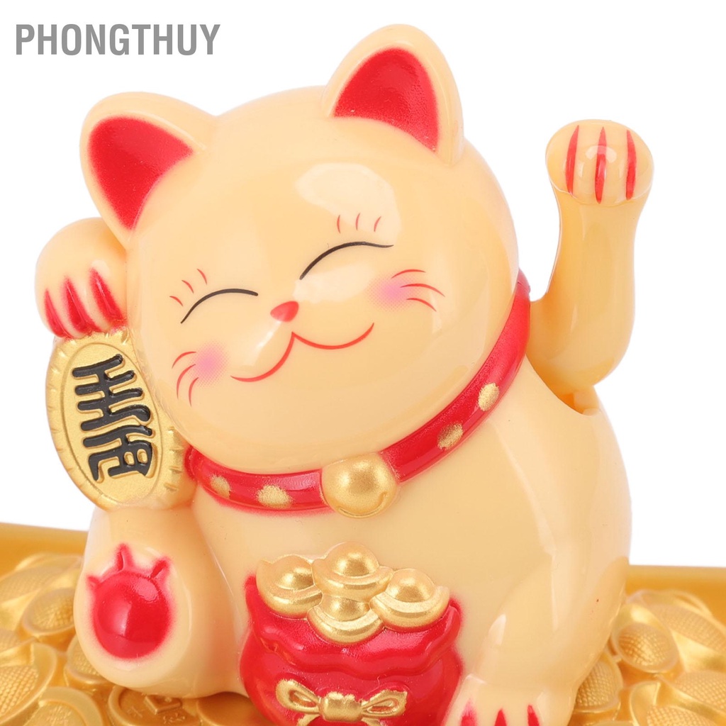 Mèo Thần Tài Vẫy Tay Năng Lượng Mặt Trời May Mắn Chiêu Tài Trang Trí Nhà cửa / Xe Hơi