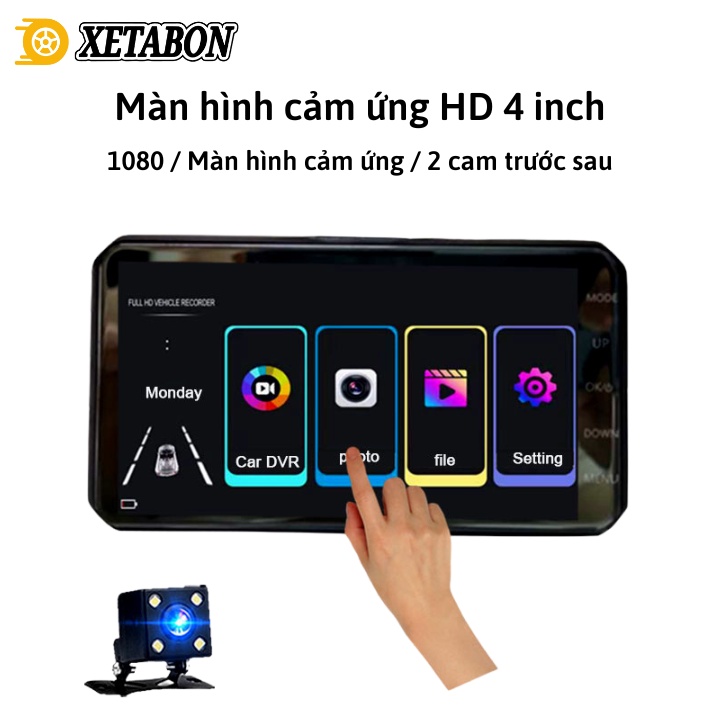 Camera hành trình ô tô X4 XETABON Full HD , màn hình cảm ứng, quay đêm rõ nét, Bảo Hành 12 Tháng 1 đổi 1