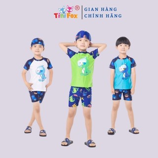 Đồ bơi bé trai Tinifox mẫu khủng long đồ bơi cho bé từ 1-10 tuổi mẫu quần áo rời có mũ chống nắng giữ nhiệt