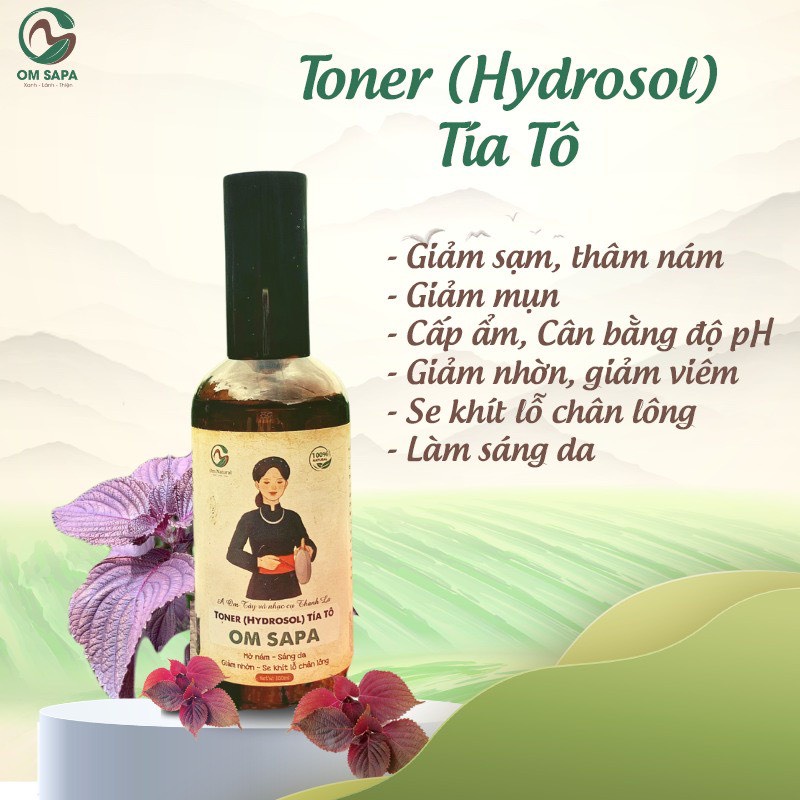 Combo 5 món chăm sóc dưỡng da toàn diện OM Natural chiết xuất Tía tô Sữa rửa mặt+Toner + Serum + Kem dưỡng + Mặt nạ 100g