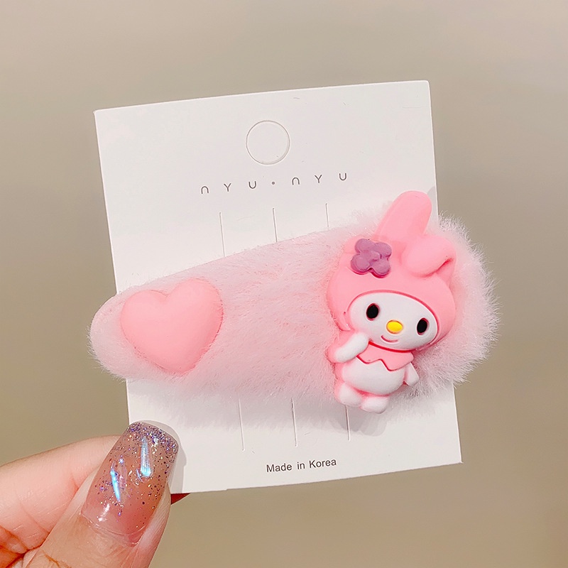 Kẹp Tóc Trang Sức Hình Sanrio Hello Kitty mymelody Cinnamon Purin Nhồi Bông Dễ Thương Dành Cho Trẻ Em
