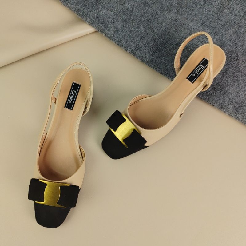 Giầy slingback cao gót enako tp13640- mũi vuông gót trụ cao 4cm