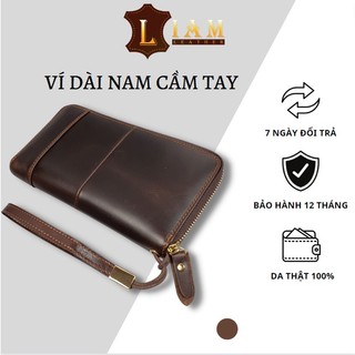 Ví dài nam cầm tay LIAM Leather, ví da nam nhỏ gọn da bò thật trơn VDT001