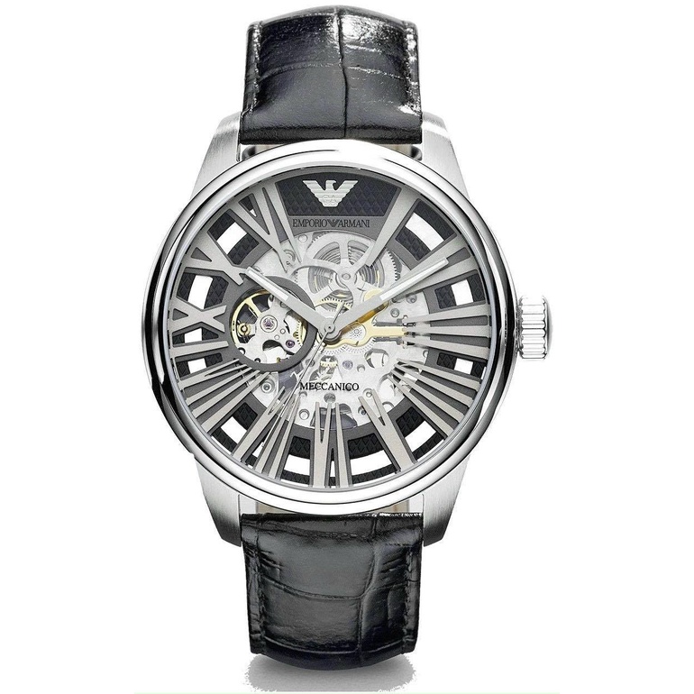 [TẶNG HỘP] ĐỒNG HỒ NAM  Emporio Armani AR4629 dây da khung thép trắng 316- AUTOMATIC- 44mm- BẢO HÀNH 24 THÁNG