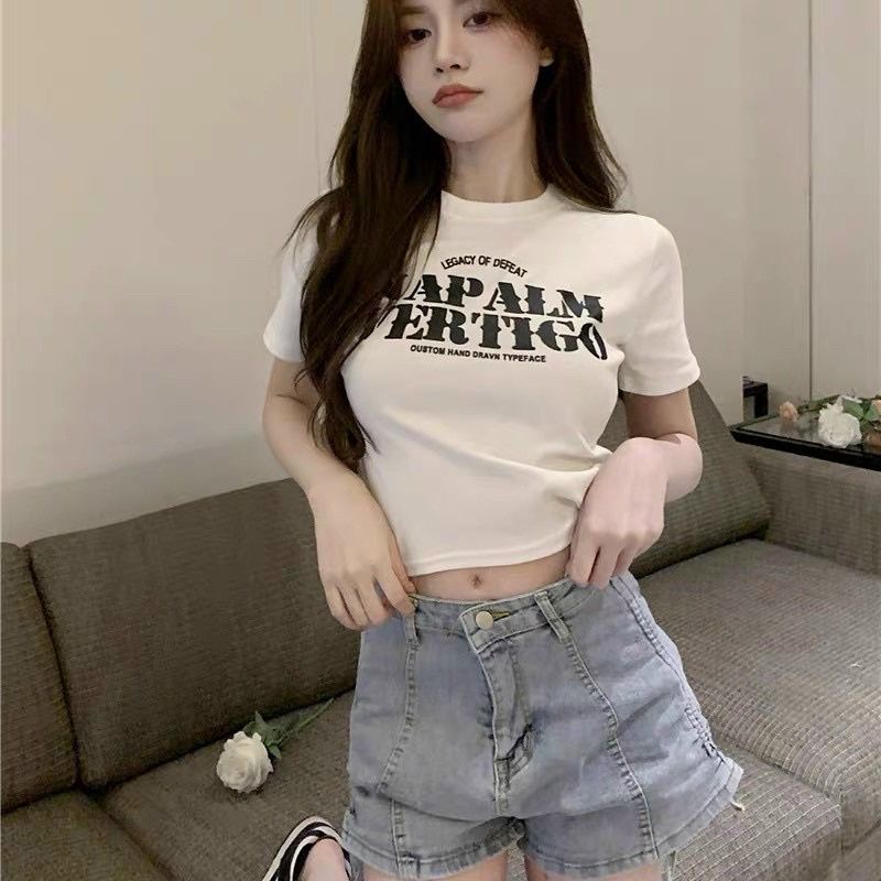 Áo Thun Croptop Tay Ngắn Cổ Tròn in NAPALM trẻ trung năng động
