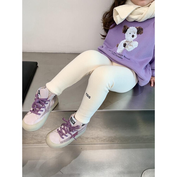 Quần legging trơn cho bé Kids lót lông QG533 sz 90-150, quần bé giá mùa đông, co giãn, ấm áp
