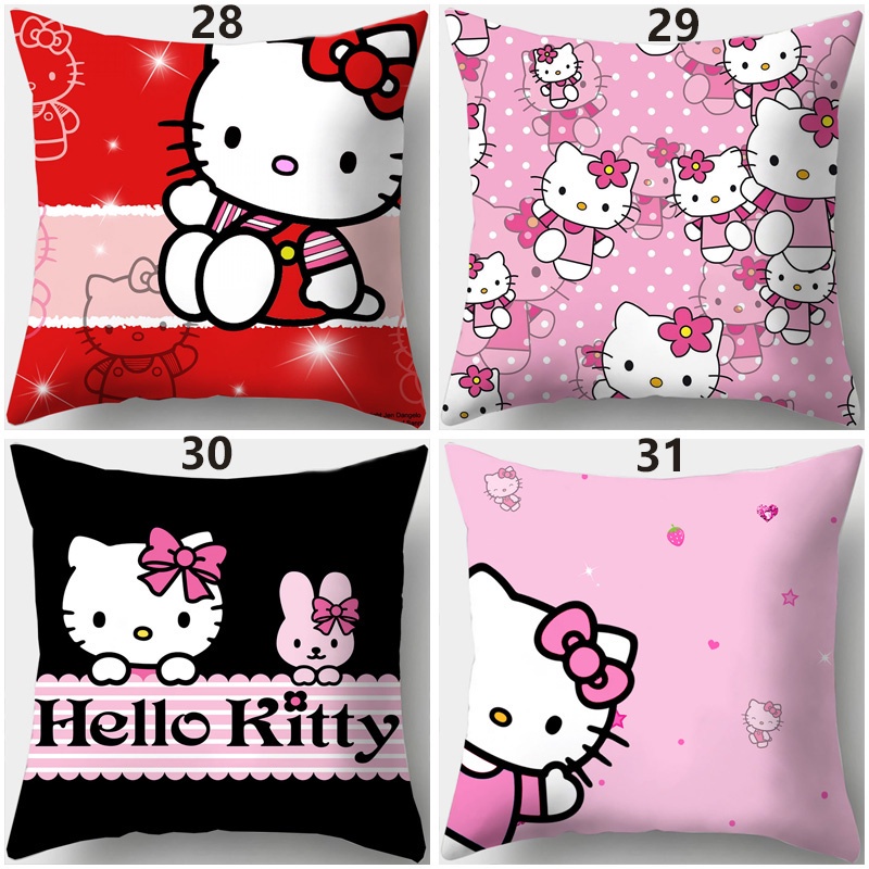 Vỏ Gối Hình Vuông Bằng Polyester In Họa Tiết Hello Kitty Dễ Thương Trang Trí Nhà Cửa / Xe Hơi