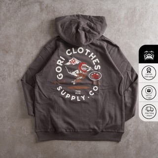 Áo Hoodie Unisex Tay Dài Gori | Xám Form Rộng Dày Dặn Họa Tiết Supply Co