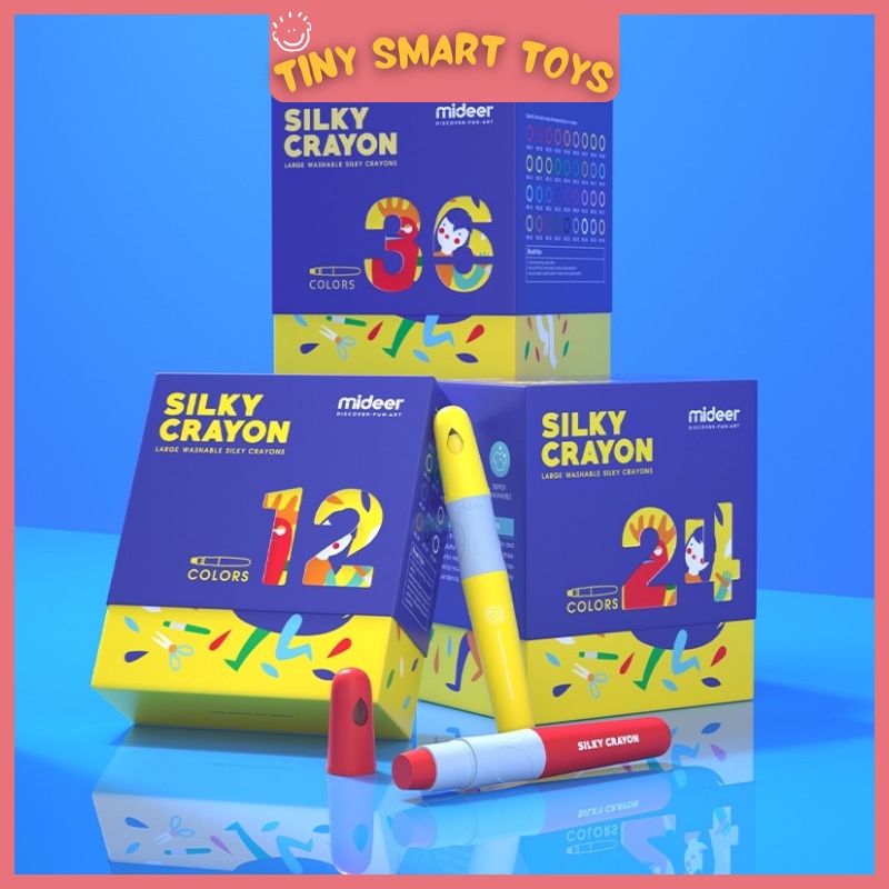 Hộp Màu Sáp Lụa Sliky Crayon Mideer, Bút Sáp Màu Hữu Cơ An Toàn Cho Bé Vẽ Trên Nhiều Vật Liệu, Dễ Lau Sạch-TinySmartToys