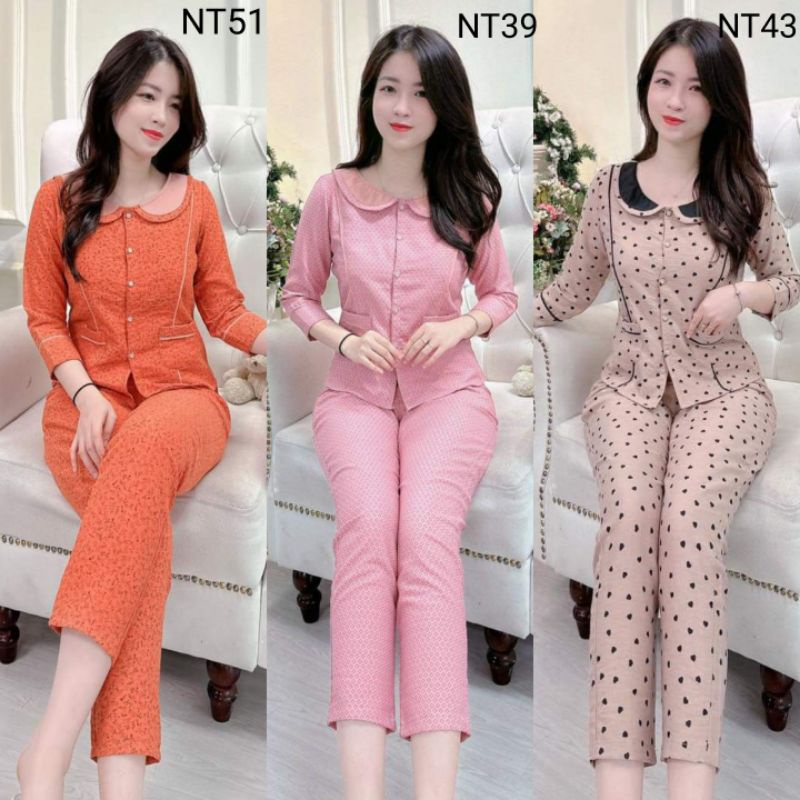 (Bunnysky) Đồ bộ mặc nhà, đồ bộ nữ chất nhung tăm dày dặn lướt để chọn mầu