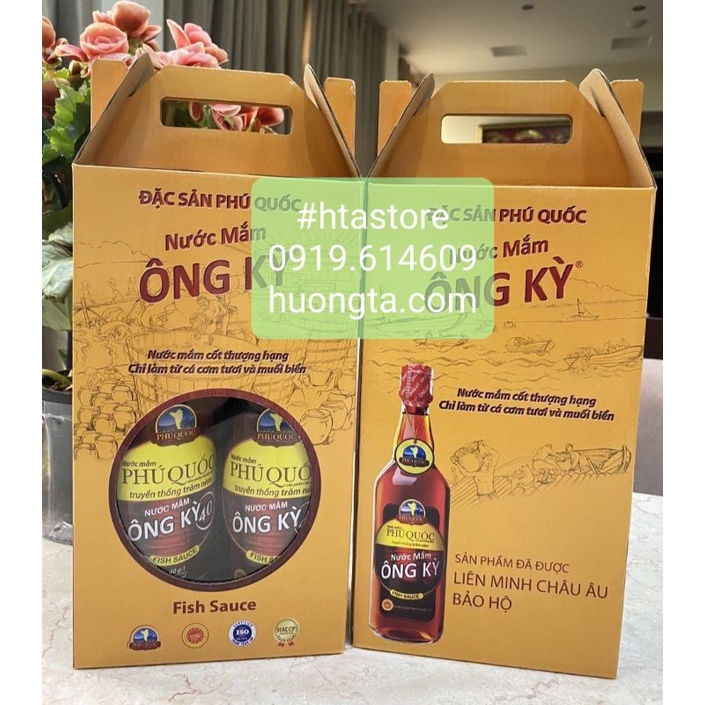 Hộp 02 chai nước mắm Ông Kỳ Phú Quốc 40N (525ml) tốt cho sức khỏe