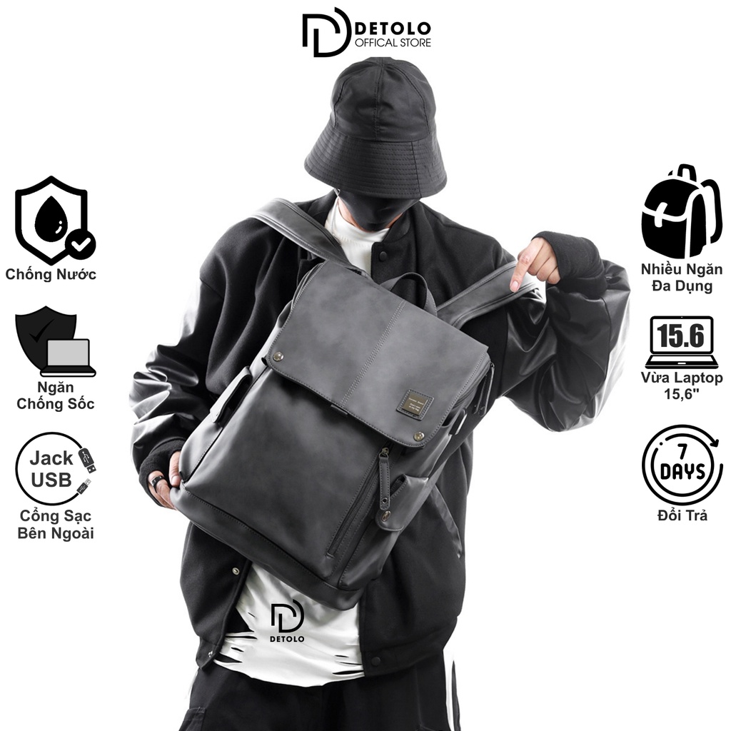 Balo Da du lịch thời trang DETOLO có ngăn Laptop và ngăn Ipad đựng quần áo du lịch 3 4 bộ
