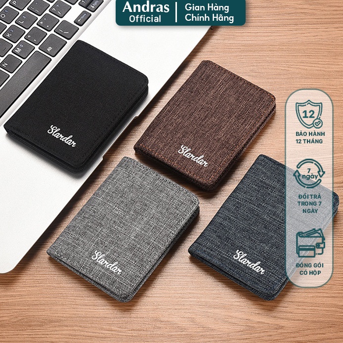 Ví nam Slardar vải canvas thời trang nhiều màu nhỏ gọn , Bóp nam vải chống nước dáng ngang kiểu dáng Hàn Quốc - V122