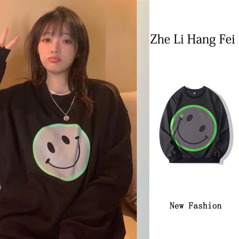 Áo thun nữ ZHELIHANGFEI tay dài form rộng họa tiết in kiểu dáng đơn giản dễ phối đồ