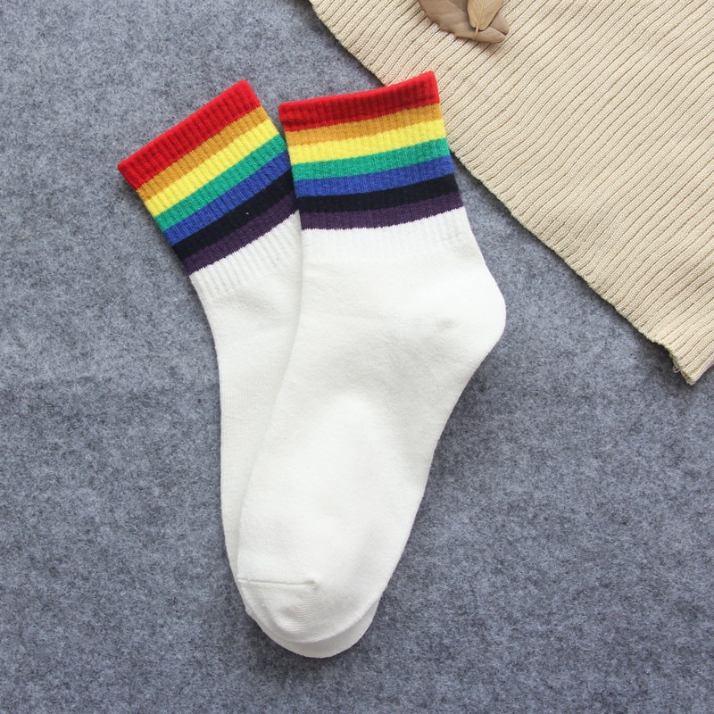 Vớ Cotton Cổ Cao Họa Tiết Kẻ Sọc Nhiều Màu Sắc Phong Cách Hàn Quốc Thời Trang Thu Đông Cho Nữ