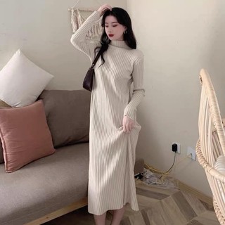 Váy len QC cổ lọ dáng suông basic dễ mix đồ phong cách hàn