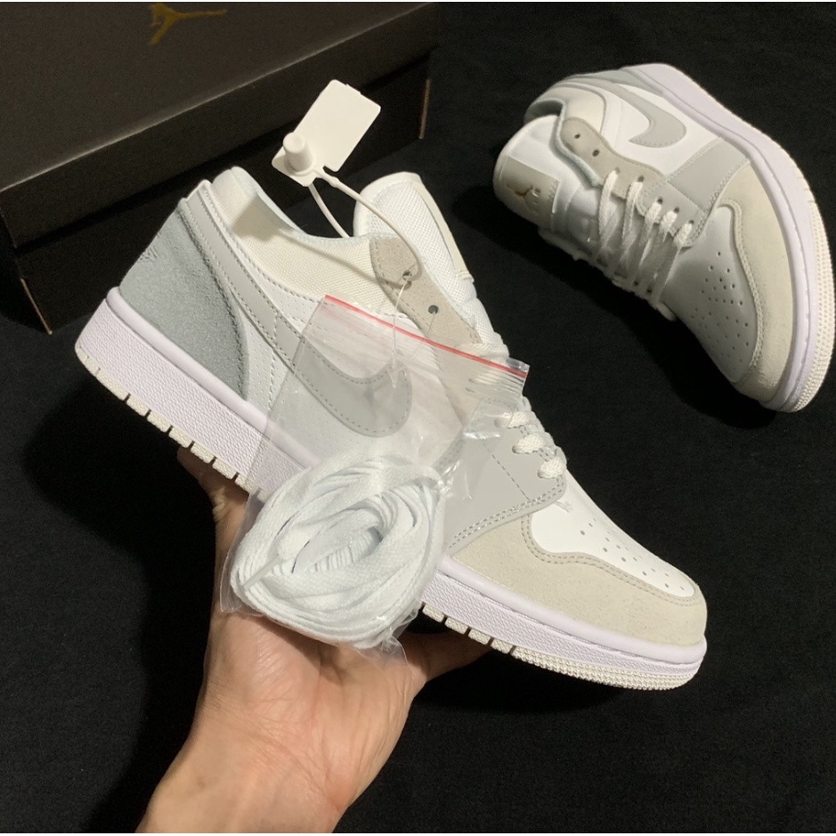 Giày Jordan xám trắng đế xanh, Giày JD cổ thấp grey xám đế xanh bản đẹp full box bill