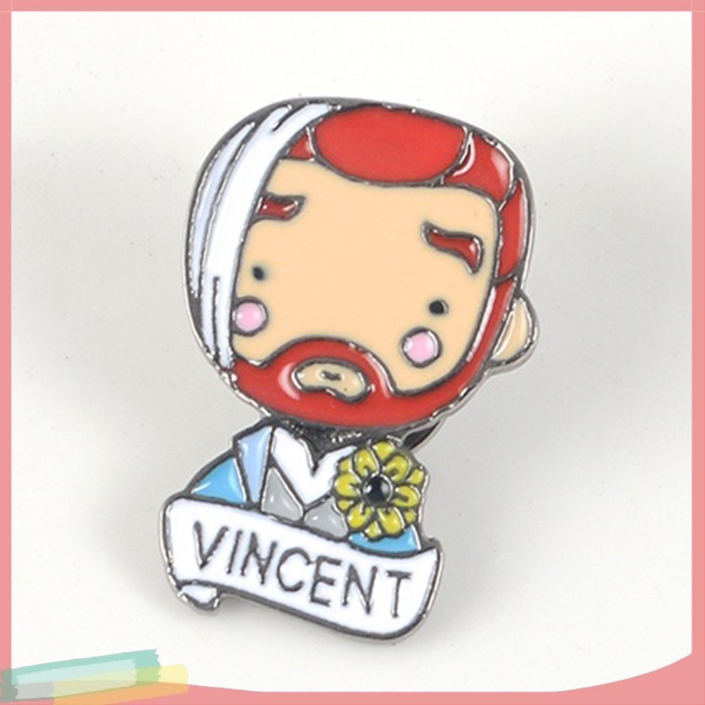 Trâm cài hoạt tiết Van Gogh in chữ Vincent bằng nhôm