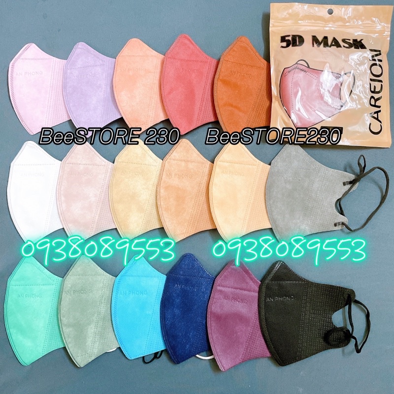 COMBO 10 Chiếc Khẩu trang 5D, 5D mask, thương hiệu 5D An phong, 5D 𝐂𝐀𝐑𝐄𝐈𝐎𝐍 𝐌𝐀𝐒𝐊 tiêu chuẩn THÁI 100% (1 túi)