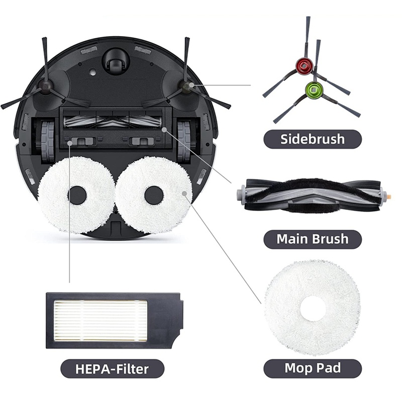 Phụ kiện thay thế 23 cái cho Máy hút bụi Robot Ecovacs Deebot X1 Turbo ' Omni Bàn chải bên chính Bộ lọc vải lau
