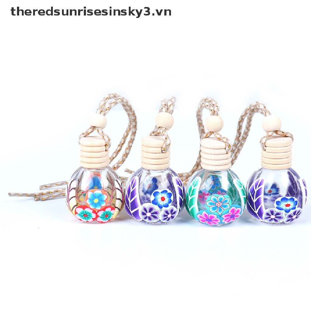 1 Lọ Thủy Tinh Rỗng Đựng Hoa / Nước Hoa Treo Xe Hơi / Nhà Cửa Nhiều Màu Sắc Có Móc Khóa