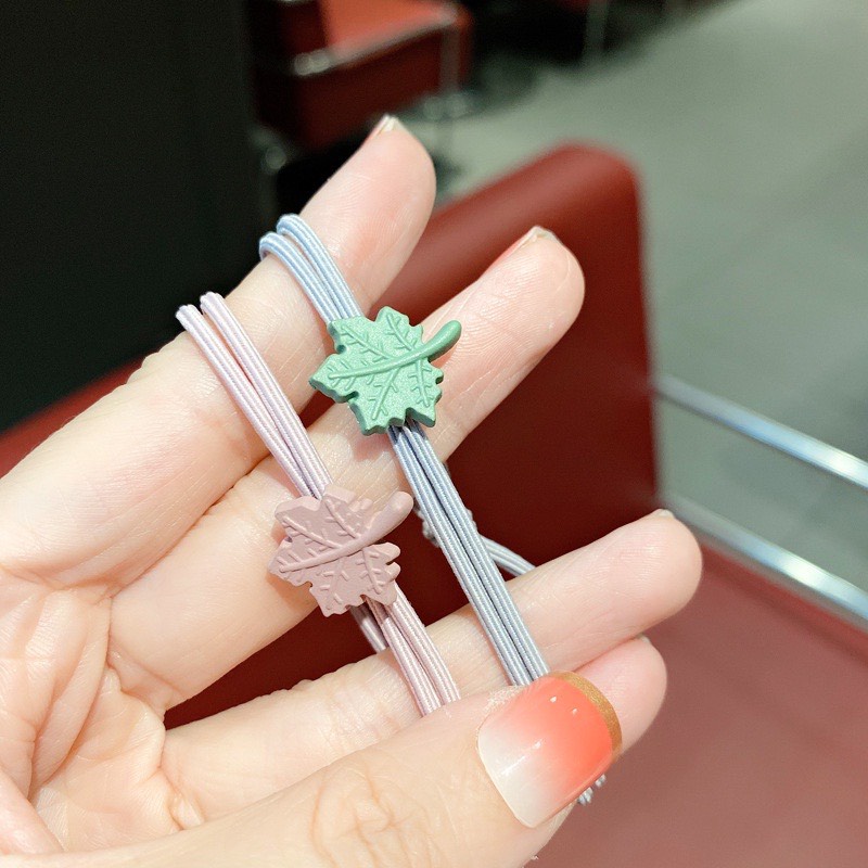 Dây cột tóc hoa lá nhiều màu dễ thương dây thun nơ buộc tóc nữ  thời trang 2T Unisex D2