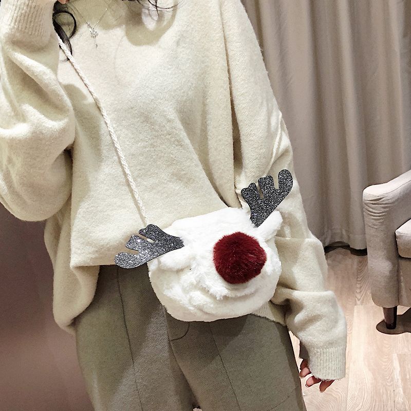 Túi Đeo Chéo Hình Vuông Nhỏ Siêu Hot Họa Tiết Tuần Lộc Giáng Sinh Đa Năng Dễ Thương Dành Cho Bạn Gái