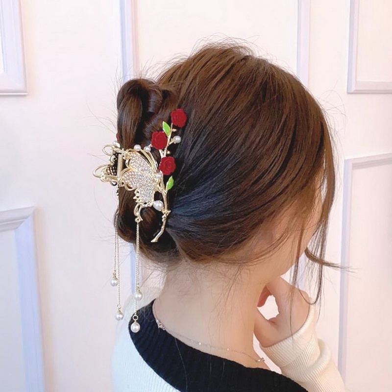 Kẹp Tóc Kim Loại Hình Hoa Hồng / Bướm / Thỏ Tua Rua Dễ Thương Cho Nữ dreamdiary