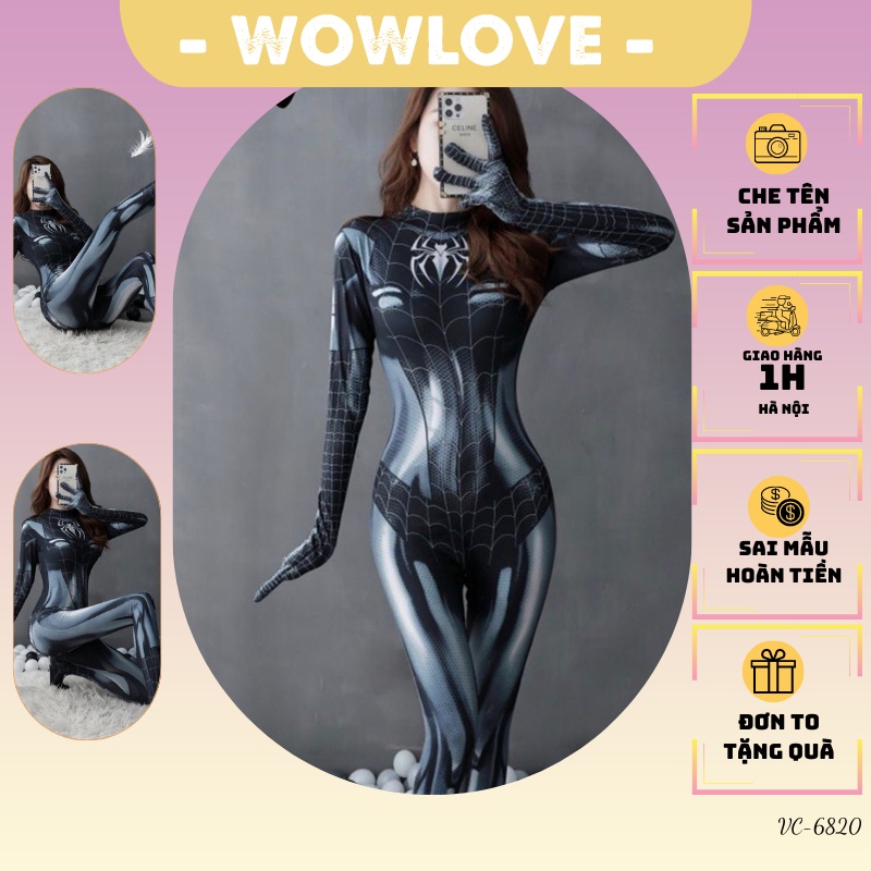 Đồ bộ ngủ bó sát liền thân,Cosplay sexy spiderman quyến rũ dành cho nữ.