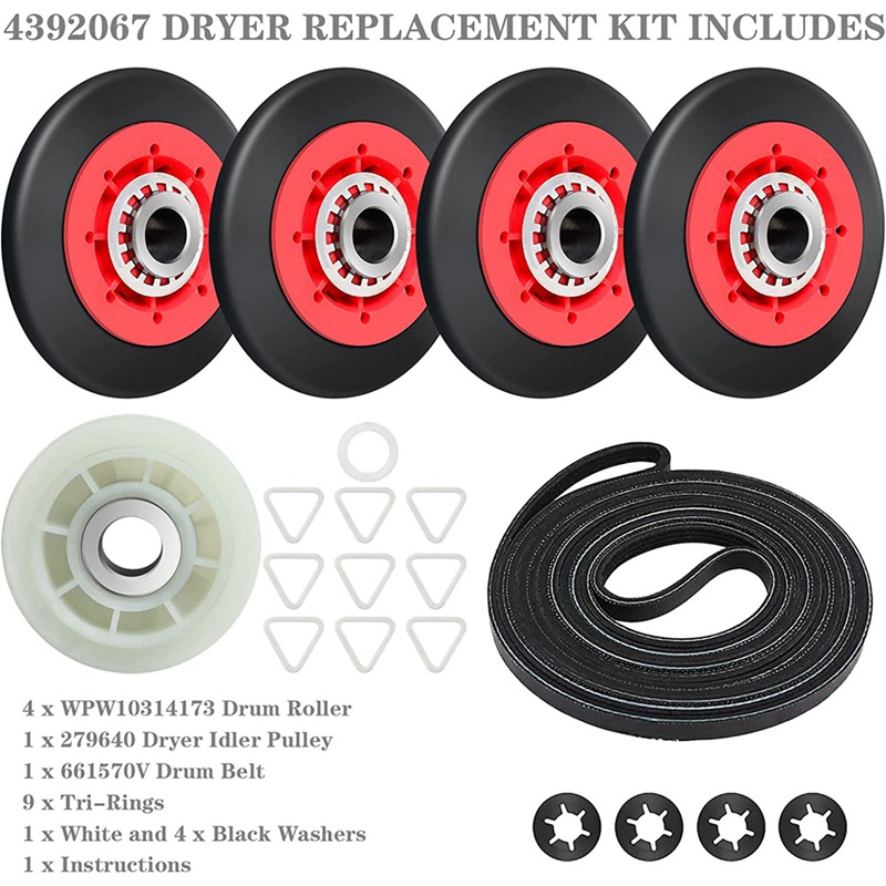 4392067 Phụ Kiện Cho Máy Hút Bụi WPW WPW WPW10314173 Bộ Dụng Cụ Con Lăn Sửa Chữa Thay Thế Cho Trống