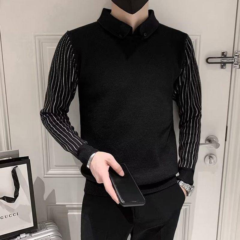 Áo Sweater Dệt Kim Kẻ Sọc Màu Sắc Thời Trang Cho Nam