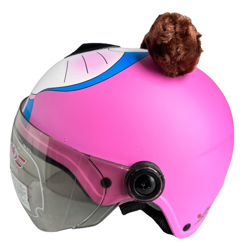 Mũ bảo hiểm trẻ em có kính - V&S Helmet - VS103KS - Gấu hồng phấn tai thú - Dành cho bé từ 2 đến 6 tuổi - size 50-52cm