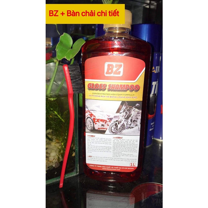 [Combo Giá Sốc] Xà Bông BZ Nước Rửa Xe BZ Gloss Shampoo 1L Siêu Bọt Kèm Cọ, Khăn, bao tay rửa xe