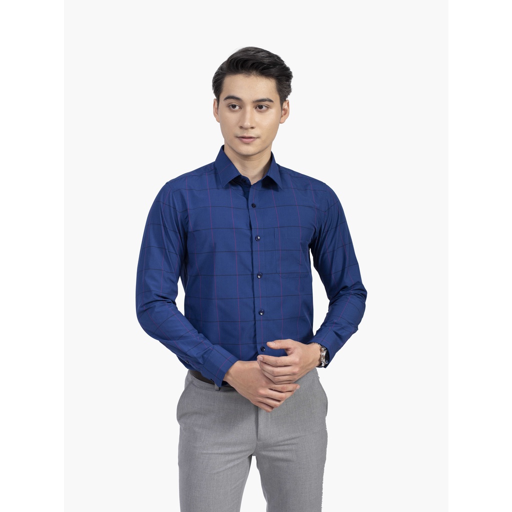 Áo sơ mi nam dài tay ARISTINO dáng suông vừa thoải mái, màu xanh tím than nam tính, lịch lãm  - ALS31701