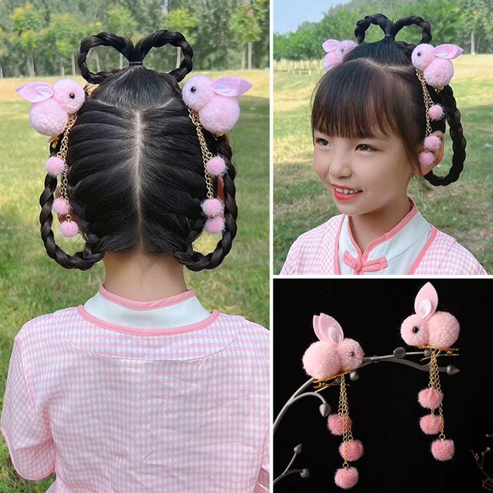 Kẹp Tóc Dây Xích Dài Gắn Quả Bông Phong Cách Retro 26Eddie