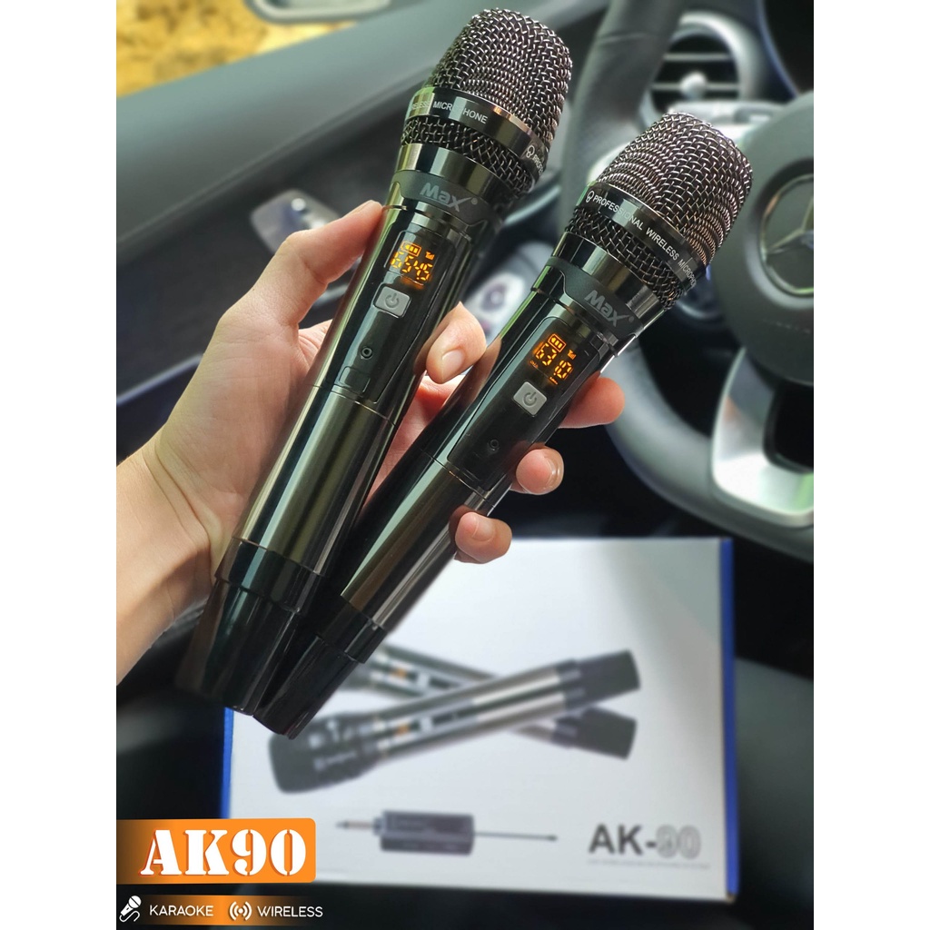 Micro chuyên dùng cho karaoke Không Dây MTMAX AK90 Cao Cấp 2 mic Hát Nhẹ. Dành cho loa kéo, loa bluetooth, amply...