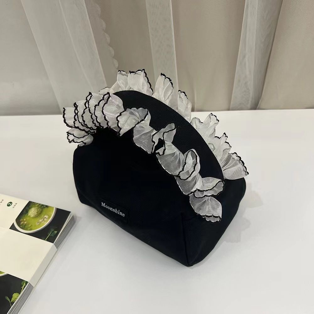 Túi Đựng Đồ Ăn Trưa / Mỹ Phẩm Bằng Vải canvas Phối Ren Xinh Xắn Chất Lượng Cao