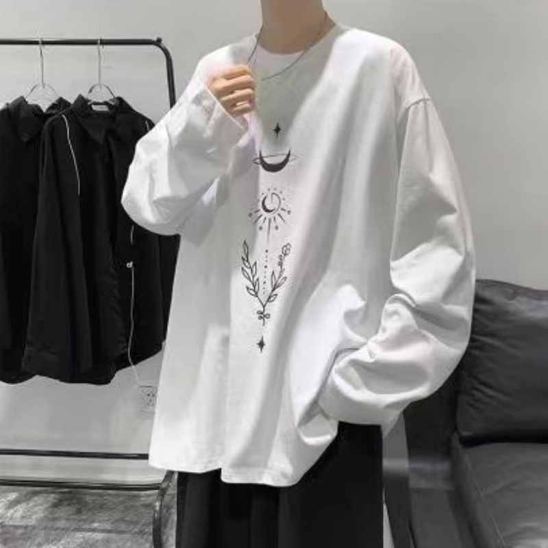 Áo Thun Tay Dài Cổ Tròn Dáng Rộng In Họa Tiết Thời Trang Phong Cách Nhật Bản Cho Nam Và Nữ