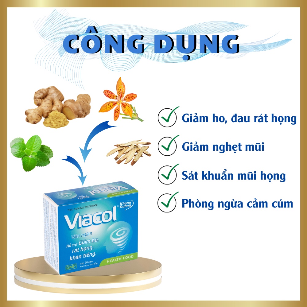 Combo 15 Hộp Kẹo Ngậm Thảo Mộc Không Đường Giảm Ho Đau Họng Vietnat Viacol - Hộp 20 Viên