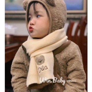 Khăn len gấu THÊU TÊN cho bé iu style hàn quốc