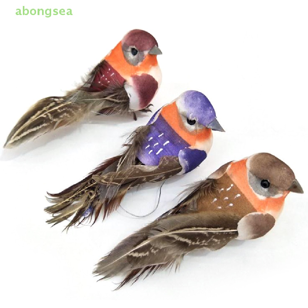 Abongsea Đồ trang trí Chim Giả Mini Bằng Xốp Gắn Lông Vũ Trang Trí Tiệc Cưới