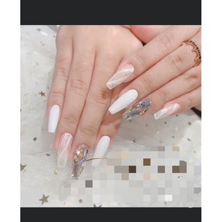 🎀Nail box, móng up thiết kế trắng đá 312🎀