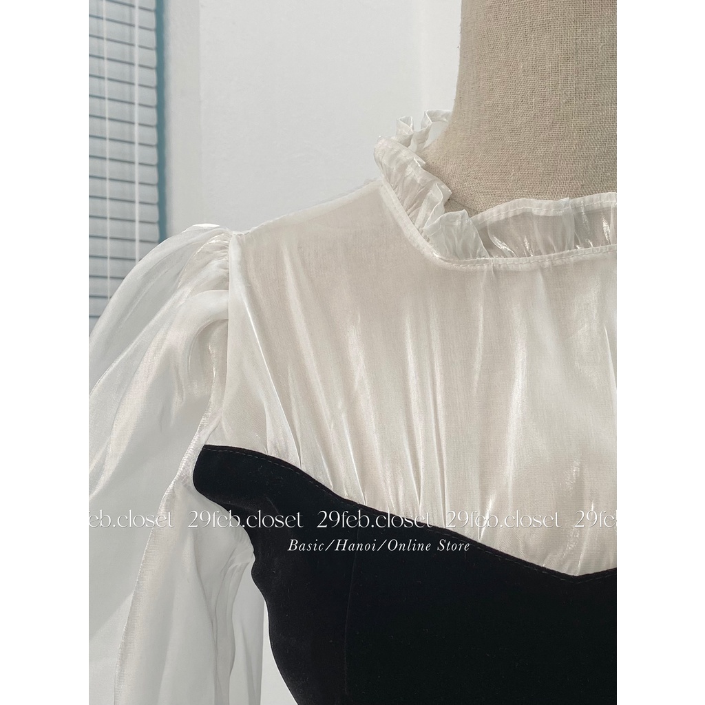 Váy nhung xòe tay phối voan organza - 29feb.closet - V40