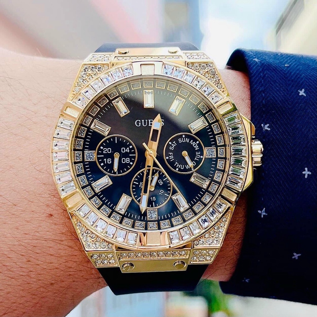 Đồng Hồ Nam Guess GW0208G2 Đính Đá - Dây Silicon - Size 47mm