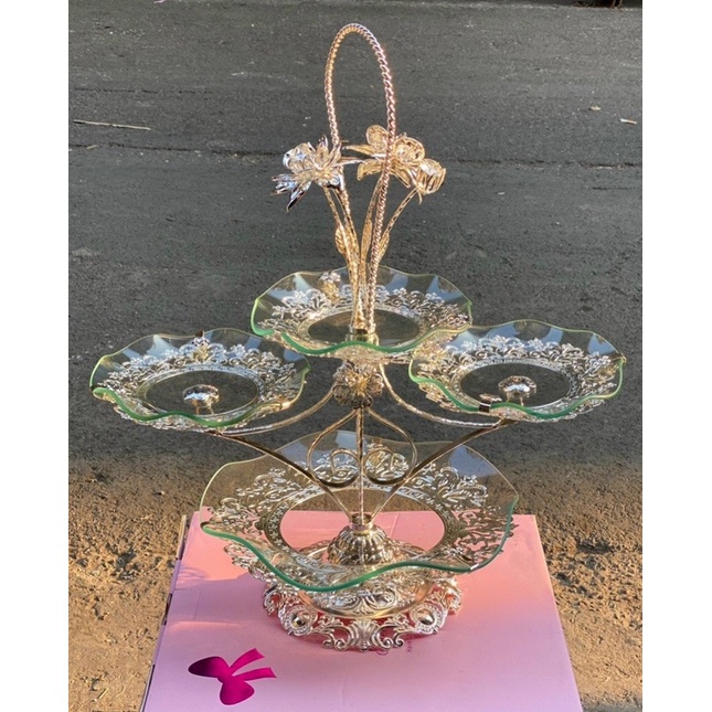 Khay Đựng Bánh Kẹo , Hoa Quả Mứt Tết | 5 đĩa , 4 đĩa / Đĩa 3t thẳng là hàng hơi lỗi hoa và sơn ở khung